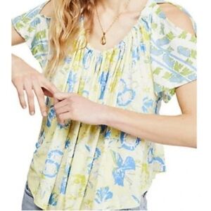 New FREE PEOPLE Baja Babe top floral Yellow Printed Lemon Gelato size XS BNWT
